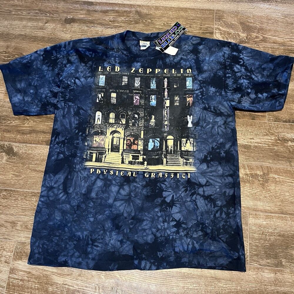 NWT VTG Liquid Blue Led Zeppelin T-Shirt Mens XL Tie Dye Physical Graffiti USA - Picture 4 of 11